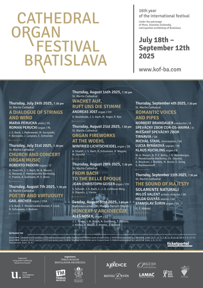 Programm des Cathedral Organ Festival Bratislava
