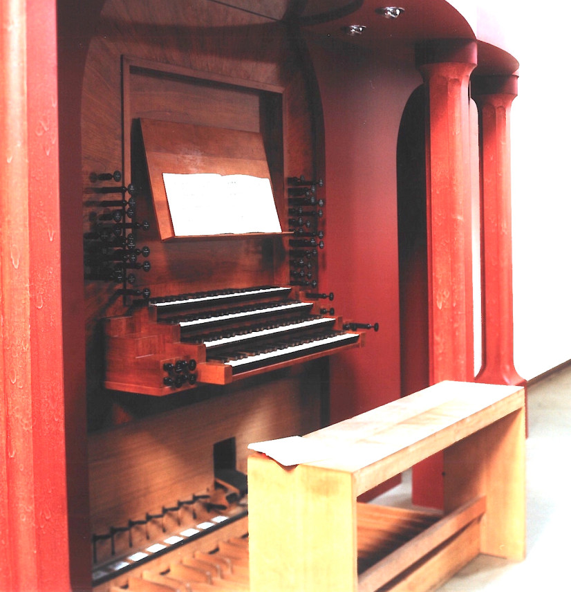 Spieltisch der Orgel in Herz Jesu Mannheim