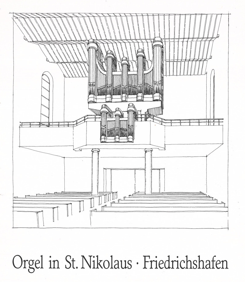 Zeichnung der Orgel in St. Nikolaus