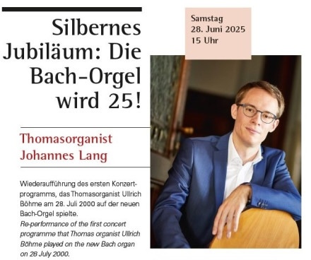 Einladung 25-jähriges Jubiläum der Bach-Orgel mit Johannes Lang