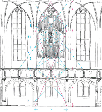 Skizze der visuellen Komposition der Bach-Orgel